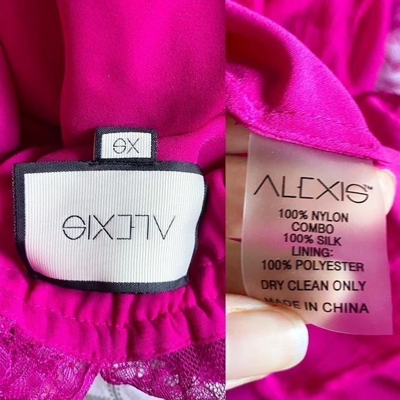 Alexis Dress Umbria Tiered Lace Tulle Silk Maxi Wedding Pink Fuchsia XS GUC - Picture 9 of 11